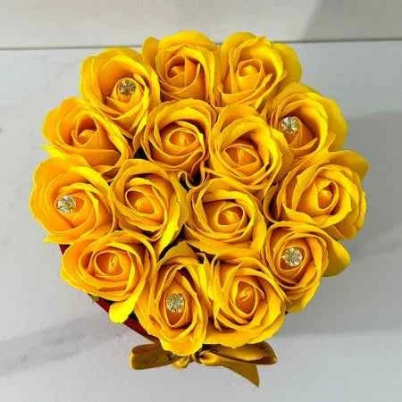 Bright Floral Arrangement: 15 Handmade Soap Roses in Red
