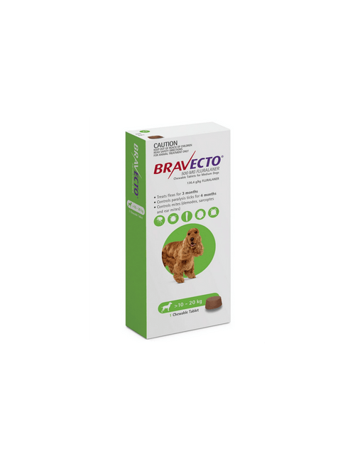 Bravecto 500mg - Chewable Antiparasitic Tablets for Dogs (10-20kg) - MAYONAL STORE