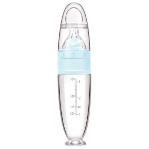 Baby Spoon, Silicone with reservoir for Solid Food 90 ml Blue - MAYONAL STORE